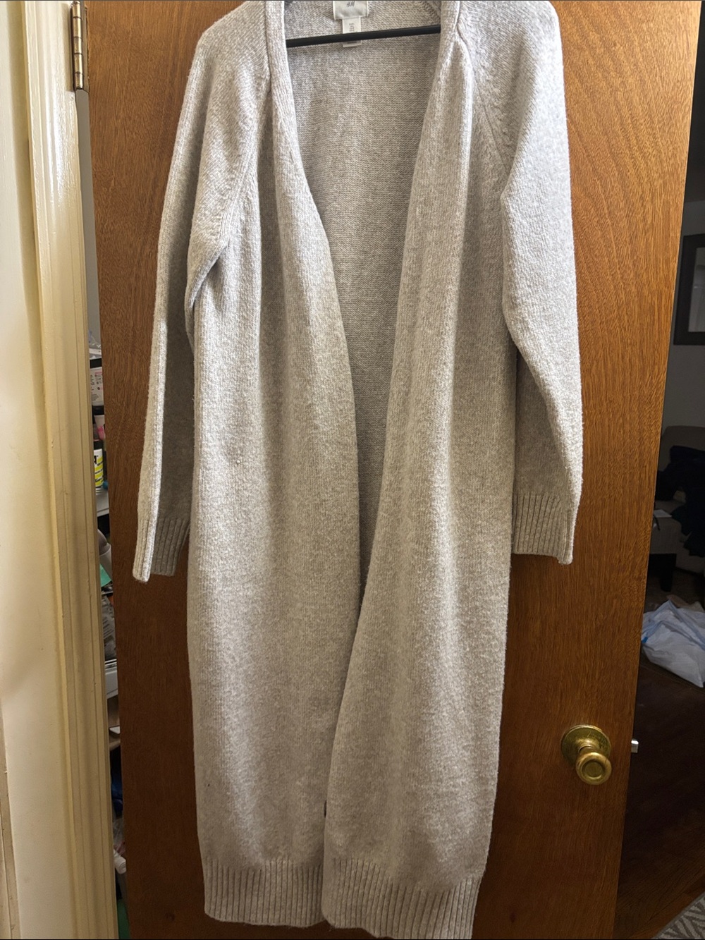 H&M Light Gray Long Open-Front Women's Cardigan